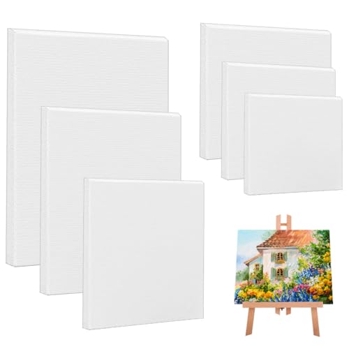 NAROSEBE 6 PCS Leinwand auf Keilrahmen Set Leinwandbrett Sortierte Größe Canvas Set Keilrahmen zum Bemalen Leinwand Leer Set Keilrahmen Acryl Öl Leinwände zum Malen für Ölfarben Skizzieren Zeichnen