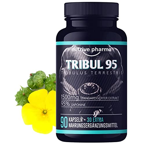 Tribul95® Tribulus Terrestris hochdosierte Kapseln - 6000mg pro Tagesdosis - 95% Saponine - Fördert neue Energie - Natürlicher Pflanzenextrakt liefert 1500mg in einer Kapsel