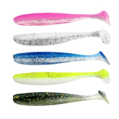 UEAVOID 5 Stück Gummifische Hecht und Zander Twister Schwanz Mit Hakentaschen für Offset Haken und Standard Jigköpfe (12cm)