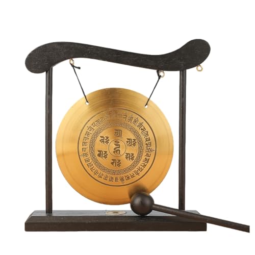 Ginobili Mini-Desktop-Gong-Tisch, Schlaginstrument, Becken, Gongs mit Schlägel für Heimdekoration, Einweihungsgeschenk, Langlebig, Einfach zu Bedienen