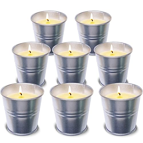 Topsics Citronella Kerze Outdoor, 8 Stück Zitronella Kerzen, Natürliche Sojawachs Zitronengras Duft Kerzen, Zitronella Candles für Garten,Terrasse, Picknick,Camping, Brenndauer 80-96 Std (8 Pcs)