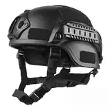 Taktischer Helm, Airsoft Fast Helm, PJ -Typ Militärhelm, Paintball -Helm, einstellbare Seiten NVG Mount Protective Bump Helm für die Jagd - 22.05-23.62 Zoll/Schwarz