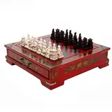 Egujiwa Internationales Schachspiel aus Holz, Figurenschach, Antikes Brett, Familienspiel für Kinder und Erwachsene (Sortierte Farbe)