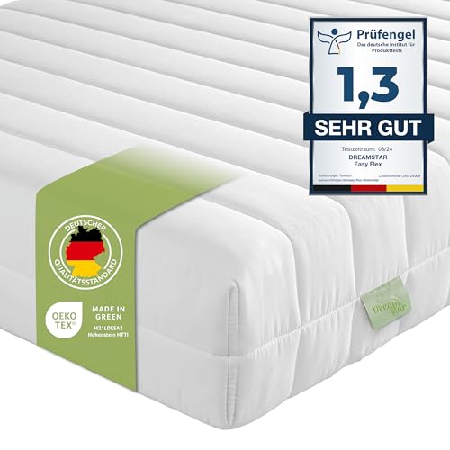 DREAMSTAR Easy Flex | orthopädische 7-Zonen Kaltschaummatratze | Öko-Tex Zertifiziert | Härtegrad 2 und 3 (H2 & H3) | Rollmatratze 13 cm | Made in EU I 90 x 200 cm