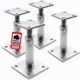 BigDean 4 Stück Pfostenträger höhenverstellbar Höhe 150 – 190mm – verzinkt & zum Aufschrauben