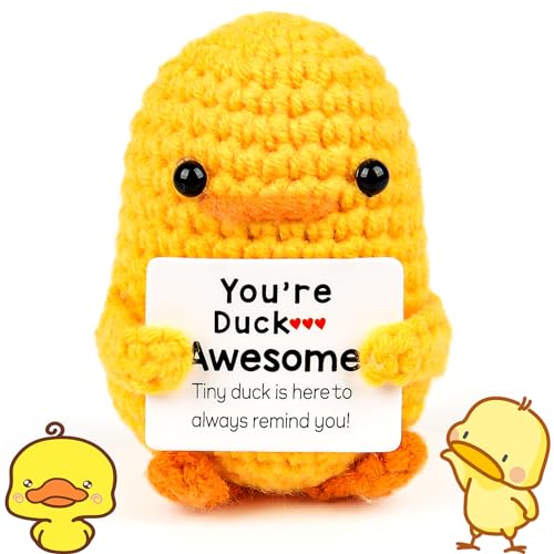 xinrongda Pocket Hug Positive Ente, Kreative Strickwolle Ente Puppe, Eine Kleine Umarmung, Beste Freundin Geschenke, Kleines Geschenk für Freundin Familie Freund Patient