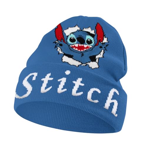 HOOKTA Stitch Beanie Strickmütze Stitch Winter Beanie Mützen Strohhut Warm halten Skimütze Wollmütze Geschenk für Jungen Mädchen Teenager (DE/NL/SE/PL, Alphanumerisch, M, Durchbrich die Mauer)