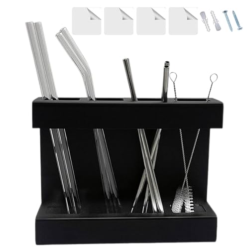Acryl-Halterung für Trinkhalme an der Wand – Halterung aus Acrylstroh mit Drainagefunktion | Organizer für Pajitas und Küchenstäbchen für Schranktür, Arbeitsplatte | von
