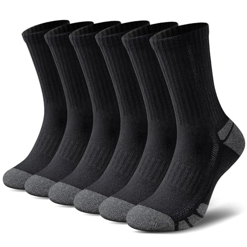 Cirorld Socken Herren Damen, Arbeitssocken Herren 43-46 wandersocken Damen 39-42, 6 Paar Baumwolle, Atmungsaktiv Weich Lange Warm rutschfest Sportsocken, Schwarz Weiß 35-38 39-42 43-46 47-50