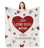 Parcae Ich Liebe Dich Geschenke für Frauen/Männer, Liebes Geschenk für Sie, Jahrestag Geschenk für Sie/Ihn, Liebesgeschenke für Frauen, Hochzeitstag Geschenke, Hab Dich Lieb Geschenke Decke 150x130CM