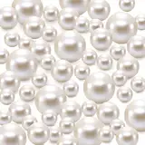 TYEQWT Schwimmende Perlen, 150Pcs Kunstperlen, Floating Pearls, Schwimmende Perlen für Vasenfüller, Perlen Ohne Loch, Kunststoffperlen für Vasen DIY-Basteln Karneval Fasching Deko 8/14/20mm(Cremeweiß)