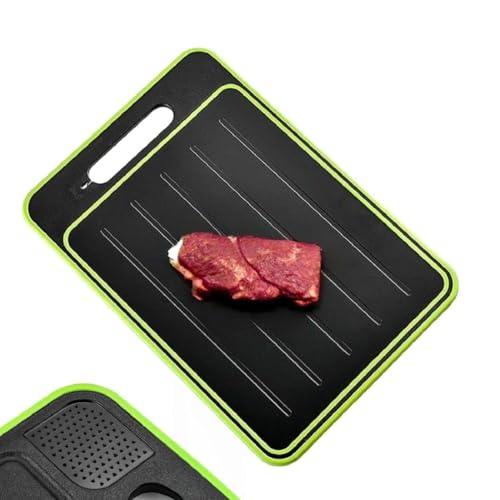Auftauplatten für Lebensmittel + Schneidebrett (4 in 1) NK - Auftauen, Schneiden, Gewürzreibe und Schärfer Messer, Antihaftbeschichtet und rutschfest, 36.5x25x1cm (Spülmaschinenfest)