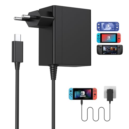 Ladegerät für Nintendo Switch, 39W Netzadapter, Konsole, Switch OLED/Lite/Dock/Controller, PD Ladegerät, Switch, TV-Modus und Controller, Dock&Pro, Schnellladegerät USB Typ C Stromversorgung 15V 2.6A