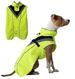 DOGOPAL Regenmantel Hund wasserdicht für kleine & große Hunde - Gelber Hunderegenmantel mit Reflektorstreifen - Wasserdichter Hundemantel, Regenschutz & Regenjacke (Gelb, M)