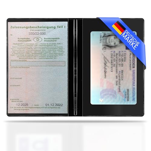 Creative Fox Fahrzeugschein Hülle PVC für KFZ Schein 2 Fächer | passgenaue Hülle für Fahrzeugschein | Fahrzeugschein Mappe | Führerschein Hülle | Hülle Fahrzeugschein (schwarz)