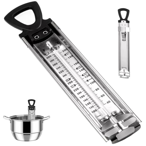 Bonbonthermometer für Süßigkeitenherstellung, digitales Süßigkeiten -Thermometer mit Topfclip, Edelstahl -Kochthermometer Hanges Braten -Thermometer für Küche, Süßigkeiten -Thermometer und Timer