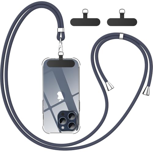 caslord Handykette Universal, Handy Lanyard, Geeignet für alle Smartphones mit 2 Stück Universelles Patch, Handyband mit jeder Hülle kombinierbar, Einstellbar und Abnehmbar - Dunkelgrau