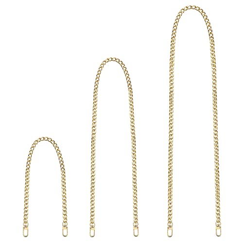 3 Stück Taschenkette Gold Geldbörsenkette Ersatz Flache Kette Wallet Chain Taschenketten Schultergurt Kettenriemen Metall Schiebehaken Schnalle Geldbeutelketten DIY Handtasche Messenger Bag Basteln
