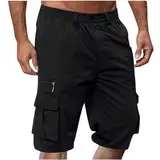 Generisch Cargo Shorts Herren Sommer Casual Kurze Hosen Sale Clearance Laufshorts Einfarbig Locker Cargohose mit Taschen Sommerhose Sporthose Elastische Taille Freizeithose für Männer