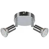 Creyer LED Deckenstrahler 2 Flammig, Schwenkbar LED Deckenleuchte, ø110mm (inkl. 2 x 4W GU10 LED Leuchtmittel, 400LM, Warmweiß) Modern Wohnzimmer LED Deckenspot, Rund LED Deckenlampe - Weiß Chrome