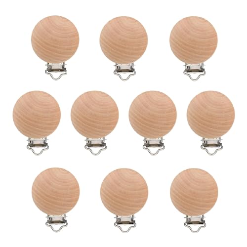 Baby Schnullerclips,Schnullerclip Holz,Schnullerketten Zubehör,Schnullerketten Clips 10PC Dummy Clip Halter Schnuller Verschlüsse Halter für Baby und Kinder (Holzfarbe)