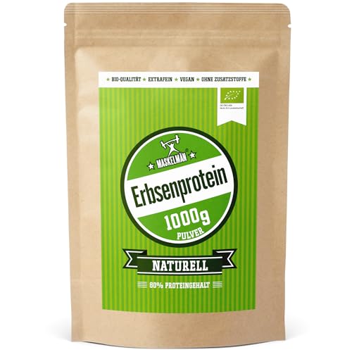 Bio Erbsenprotein Pulver - 1 KG - Erbsenmehl inkl. aller essentiellen Aminosäuren - Veganes Eiweisspulver mit 84% Protein - Unterstützt den Muskelaufbau