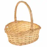 SIDCO Präsentkorb Geschenkkorb Weide oval Korb mit Henkel geflochten Weidenkorb 27x23cm