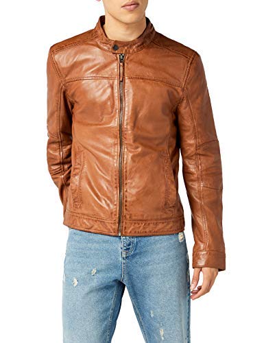 Kings on Earth Herren Echtlederjacke Rash Slim Fit, Braun (Cognac COG), XX-Large