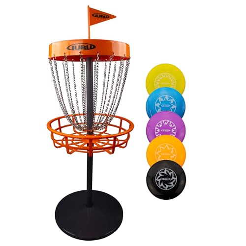 Guru Disc Golf Mini Basket Set, Mini Discgolf Korb, 5 Mini-Discs, Indoor & Outdoor Frisbee Golf