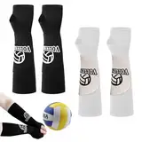 2 Paar Volleyball Armschoner für Damen, Volleyball Armmanschetten Armschutz Volleyball Damen, Sport Unterarm Ärmel -Handgelenkstützemit, Unterarmschoner mit Schutzpolster und Daumenloch(Schwarz+Weiß)