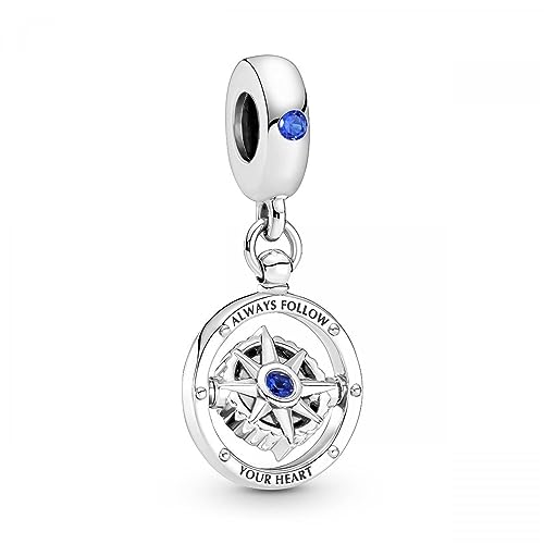 Pandora Charm Anhänger "Kompass" Silber, Kristall blau 790099C01