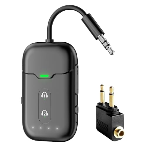 Comzler Bluetooth 5.4 Adapter Transmitter & Sender für Flugzeug, Bluetooth Splitter/Empfänger Unterstützt 2 AirPods oder Kopfhörer mit aptX Adaptive für TV, Fitnessstudio, Tablets & Stereoanlage