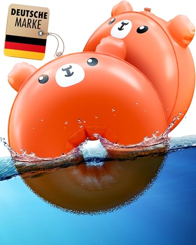 Kleinbär® Schwimmflügel mit Sicherheitsventil & PE-Schaumkern [TÜV geprüft] I Schwimmhilfe für Kleinkinder - 1 bis 6 Jahre, 11-30 Kg I Runde Schwimm Flügel im Bärchendesign I Schwimmärmel