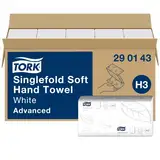 Tork weiche Zickzack Papierhandtücher Advanced 290143 - H3 Falthandtücher für Papierhandtuchspender - saugfähig und reißfest, 2-lagig, weiß - 15 x 250 Tücher