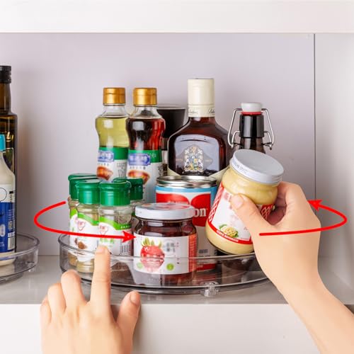 Famhap Drehteller Kühlschrank Organizer Lazy Susan 22cm, Küchen Gewürzregal Gewürz Organizer, Drehbares Organizer für Schrank Unterschrank Waschbecken Schminktisch