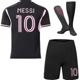 HUSSATEX Miami 2023/2024#10 Auswärts Kinder Fußball Trikot & Shorts mit Socken Jugendgrößen (Schwarz,26)