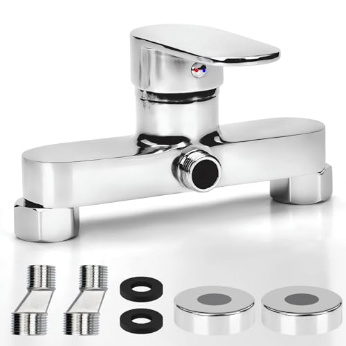 Apkezel Duscharmatur, Aufputz Mischbatterie Dusche, Einhebelmischer dusche zur Wandmontage, Armatur Dusche mit Keramikventil Kern, Chrom-Wasserhahn Dusche mit G ½ Auslauf