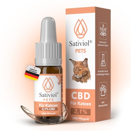 Sativiol® CBD Öl für Katzen | Hanföl für Katzen (210 mg CBD) Terpenenfreies CBD Hanfsamenöl mit Lachsöl | Natürliche Entspannung für Katzen | Cannabis Öl | Einführungspreis