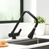 Vorfenster Küchenarmatur Schwarz, Hochdruck Wasserhahn Küche Vorfenster Schwarz, Vorfenster Armatur Flexible Mischbatterie Küche Hochdruck Armatur Küche Aus 304Edelstahl(schwarz)