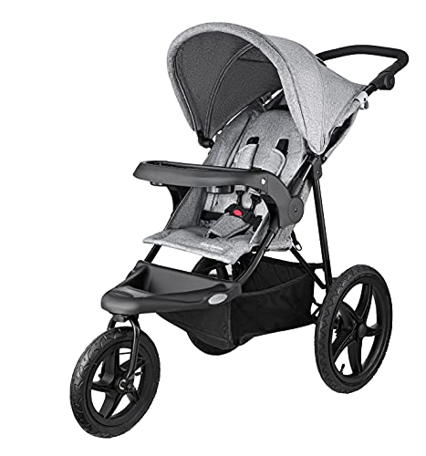 Moby-System Runner Dreirad-Kinderwagen Buggy Mountain Schwarz Für Kinder Bis 15 Kg, Es dreht sich gut Bequem Lässt sich leicht zusammenklappen, Grau