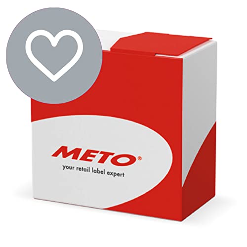 Meto Promotion Etiketten in Spendbox (33mm rund, Pastel-Grau, permanent klebend, 500 Herz Aufkleber pro Etikettenrolle)