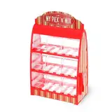 Süßigkeitenspender mit 9 Fächern - 30 x 18 cm - Candy Bar im Retro Design mit Zange - Süßigkeiten Spender Bonboniere Weingummi Jellybeans Theke