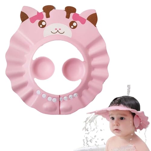 Duschhaube Kinder - Rosa- Extrem wasserdicht bei angenehmen Komfort - Haarwaschhilfe Kinder mit extra leichter Verschlusstechnik duschhaube kinder haarwaschhilfe kinder kinderdusche baby head