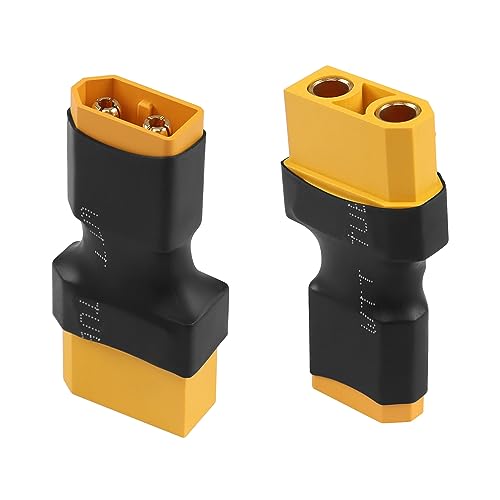 QIANRENON XT60 Stecker auf XT90 Buchse ESC Adapter XT90 Buchse auf XT60 Stecker RC Lithium Akku Aufladen Anschluss Konvertierung, für RC Auto Drohne Quadcopter Modell, 2 Pcs