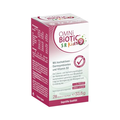 OMNi BiOTiC SR-9 Kids | 28 Sticks | 9 Bakterienstämme | Direkt auf der Zunge zergehen lassen | Vegan | Glutenfrei | Lactosefrei