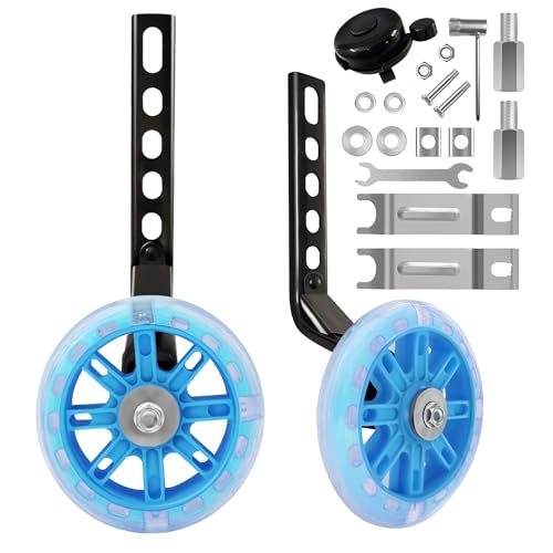 Fahrrad Stützräder Mute Flash Räder mit verstellbarem Fahrradstabilisator Kit, kompatibel für 12 14 16 18 20 Zoll Single Speed Bike