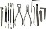 12 Stück Saxophon Reparatur Werkzeuge Nivellierset, Nivellierpad und Federzange, Edelstahl Saxophon Pad Nivellierwerkzeuge Federnadel Entfernen Zange für Saxophon, Flöte, Holzblasinstrumente