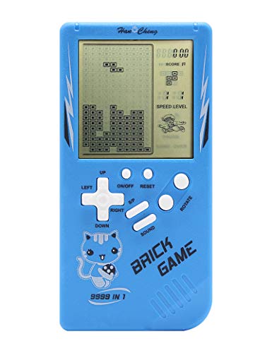 CZT Neue Großbild-Backstein-Spielekonsole 9999 in 1 Panzer/Rennen/Schießen/Whac-A-Mole/Pocket-Spiel Freizeitpuzzle Einstellbarer Schwierigkeitsgrad und Geschwindigkeit (Blau)
