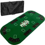 GAMES PLANET Faltbare Pokerauflage „Straight“ für bis zu 8 Spieler, Maße 160x80 cm, MDF Platte, 8 Getränkehalter, 8 Chiptrays, grün