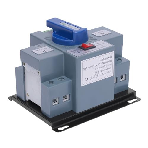 MEELRYD Dual Power Automatischer Transferschalter, 2P 63A 220V Leistung Umschalter Doppeltransferschalter für Haushaltsstrom, Wechselrichter, Solar, Große Orte